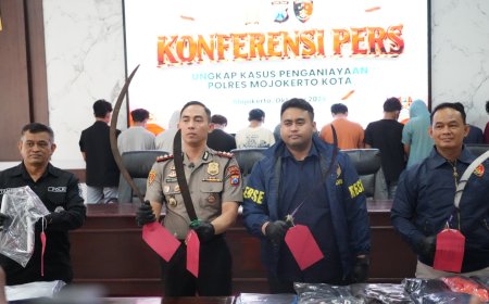 Polres Mojokerto Kota Amankan 21 Pemuda Diduga Serang Angkringan di Magersari